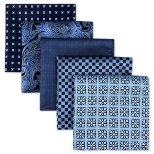 Assorted‎ 5 Pieces Mens Silk Pocket Squares Handkerchiefs Set Lot